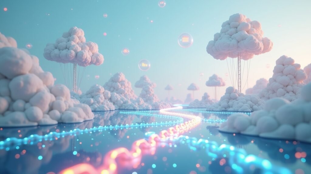 Surreal concept art representing smart link sharing and digital analytics inspired by Adsy.pw/hb5.