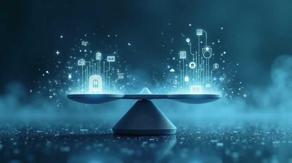 Surreal digital art representing ethical internet content and online responsibility.