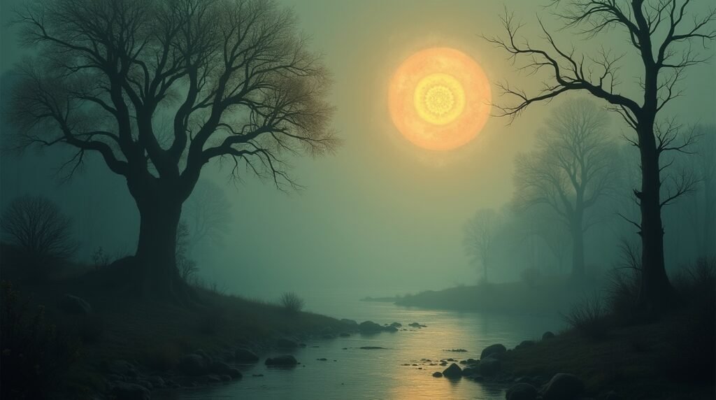 Surreal abstract art symbolizing the mystery of Erothtos in a digital poetic world.