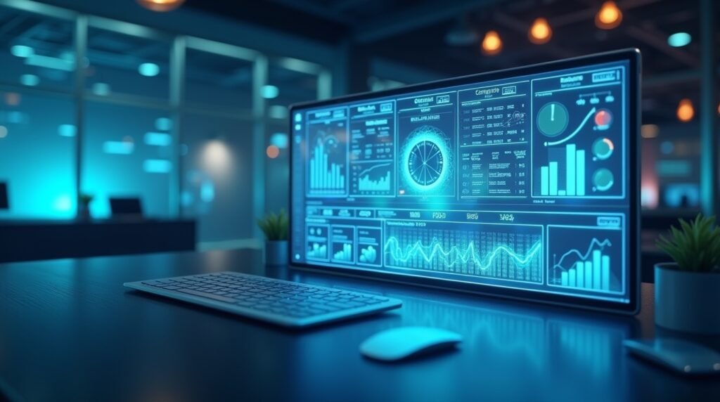 Realistic AI-powered data dashboard used by enterprises via Xlecz.