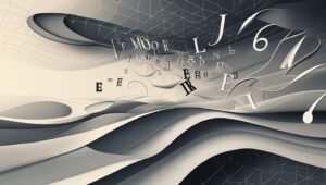 Surreal abstract design showing flowing typography elements and balanced font visuals, symbolizing Fontlu’s creative design flexibility.