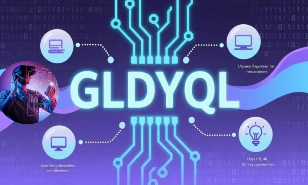 Macro photo of glowing bioluminescent network intertwined with crystalline circuits and secure locks, symbolizing the GLDYQL technology framework